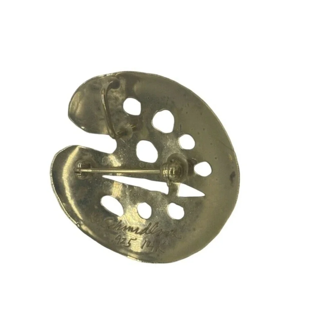 Vintage Signed Joe Schmidlin Artisan 12K Gold Plated Sterling Pin Pendant